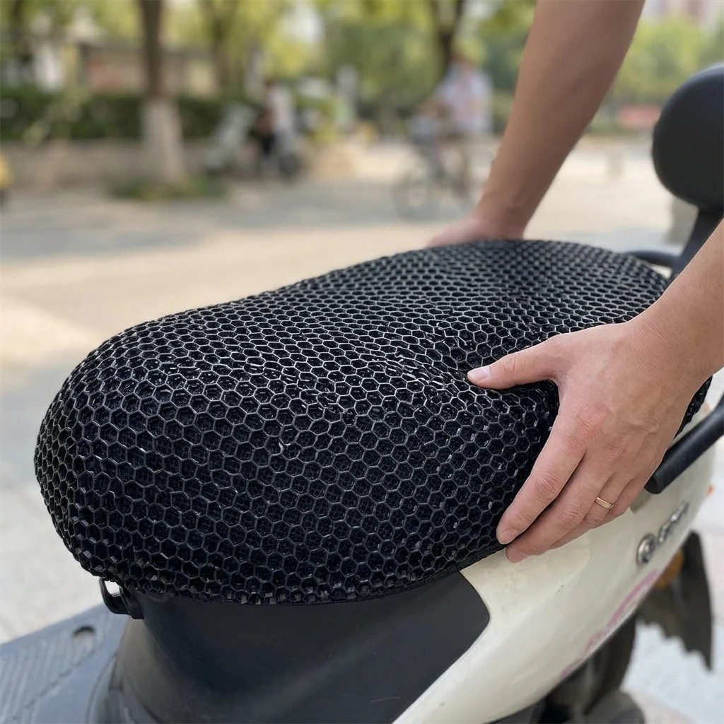 Summer Cool Motocycle Seat Cover Breathable Scooter Seat Covers Cushion With Two Straps For Motorcycle Seat Protection