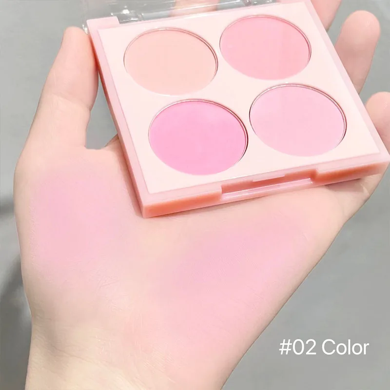 4-Color Natural Blush Powder Palette Peach Long Lasting Korean Makeup Contour Blusher Rouge Brighten Cheek Tint Face Cosmetics