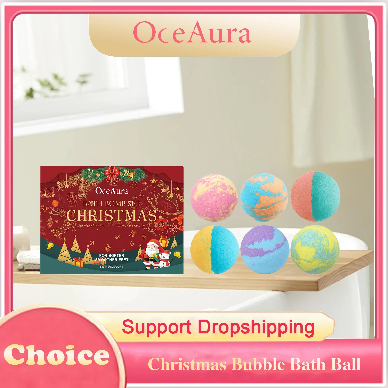 

Christmas Bubble Bath Ball Gift Box Relaxing Moisturizing Dry Skin Fatigue Relief Smoothing Colorful Salt Ball Bubble Bombs Set