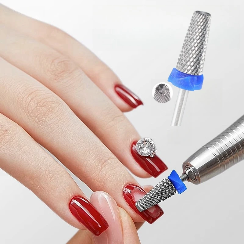 新しい5 in 1タングステン鋼ネイルミリングビット、2.35mmシャンク、長期ジェル除去用多機能カーバイドネイルアートツールファイル