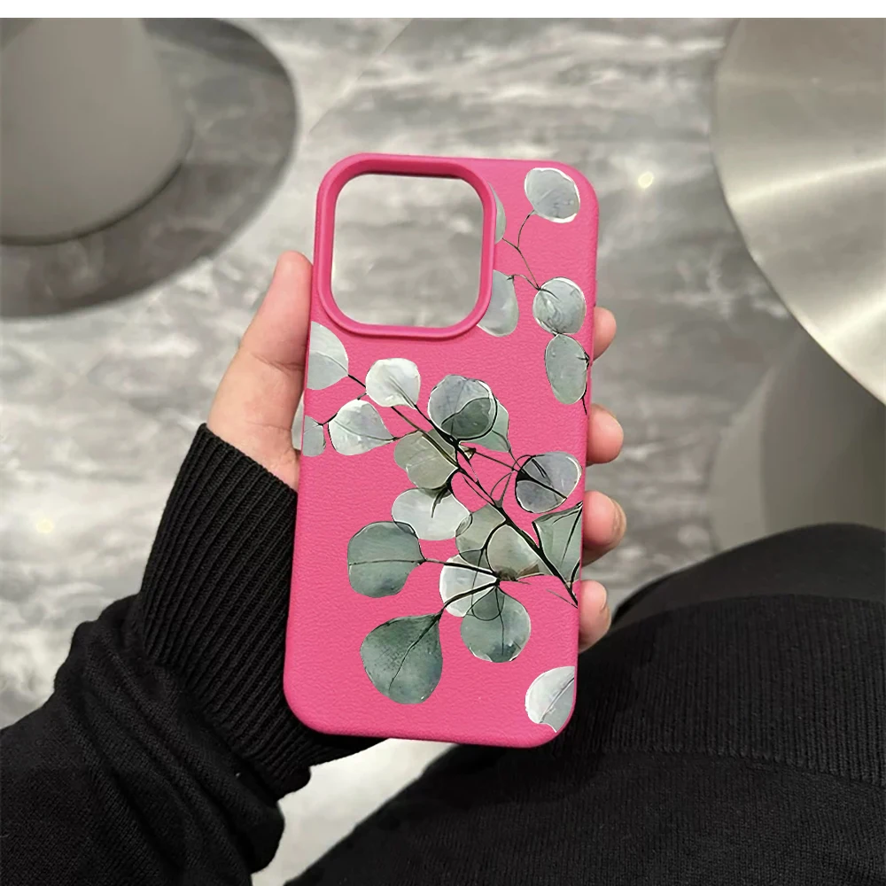 Eukalyptusblatt-Handyhülle für iPhone 17 16 15 14 13 12 Pro Max 16 15 14 Plus 17 16 15 14 13 12 Pro 17Air Silikon-Matt-Hülle – Detail 11