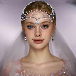 1 pezzo di capelli da sposa fatti a mano con pettine per capelli con strass, lussuosi accessori per capelli da sposa con fiori di foglie di perle