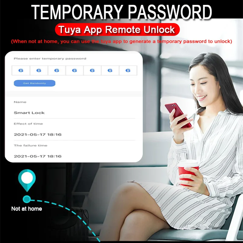 Imagem -03 - New Tuya Wifi Electronic Smart Door Lock With Biometric Fingerprintsmart Cardpasswordkey Unlock Usb Emergency Charge