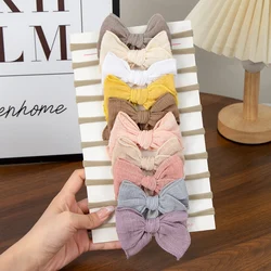 Mini Fable Bow Baby Headbands Solid Hair Ties Ealstic Nylon Hairbands Cute Newborn Boys Girls Headwear Candy Kids Headwraps