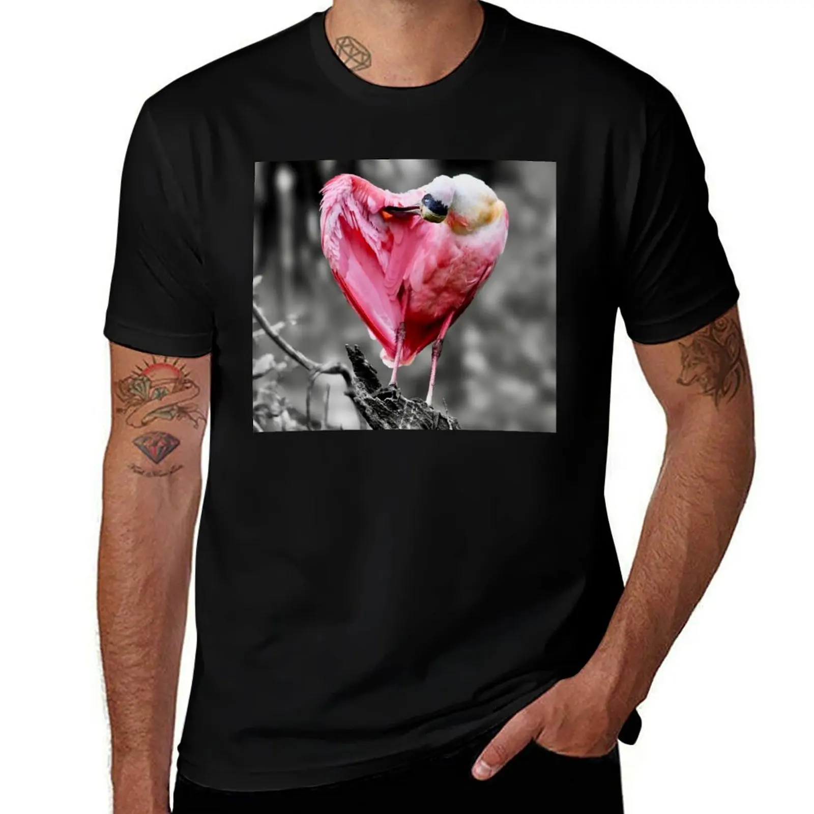 Roseate Spoonbill in Selective Color T-Shirt t shirt man designer T-Shirt