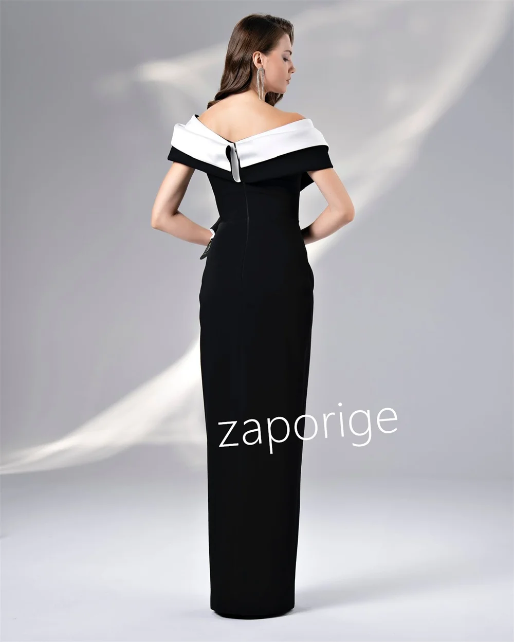 تخصيص الكلاسيكية جيرسي الطية مستقيم خارج على الكتف فساتين طويلة مخصصة فساتين المناسبات رائعة أنيقة #4