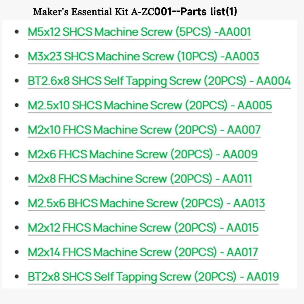 Maker's Essential Kit A-ZC001 For bambu lab DIY Model Bambu Lab 3D