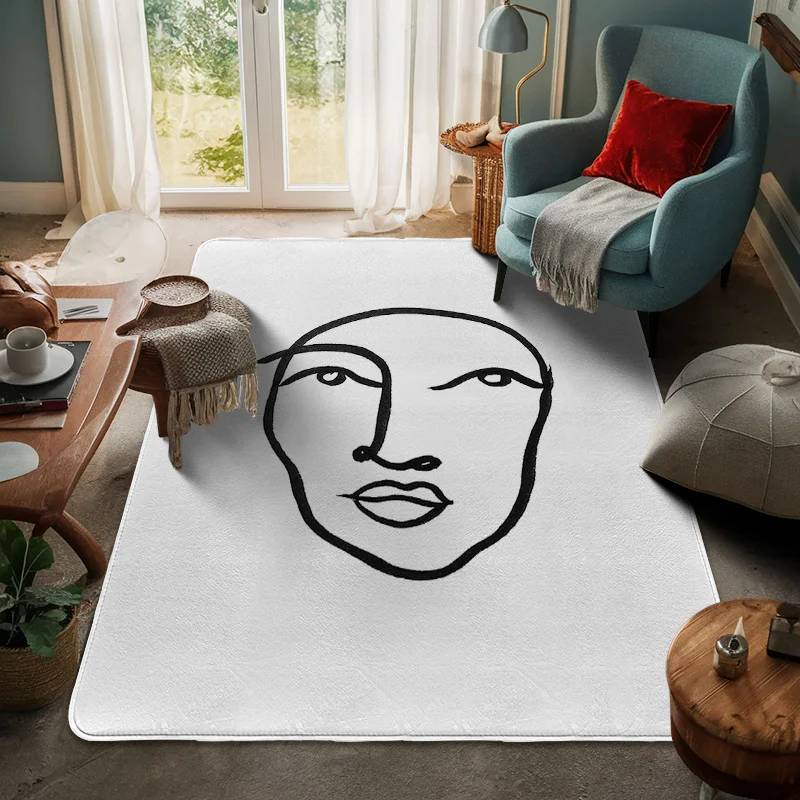 

Four Seasons Universal Large Floor Mat Abstract Art Figure Door Mat Morandi Non-Slip and Dustproof Bedroom Decorative Floor Mat