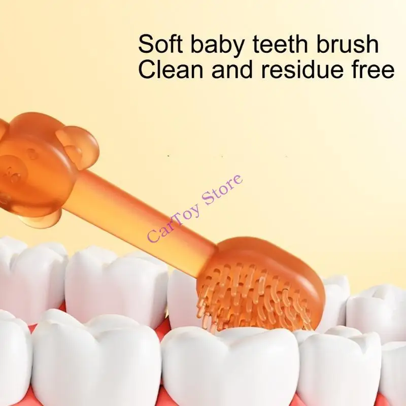 

634F 3Pcs Soft Silicone Newborns Tongue Brush with Teether & Toothbrush Portable use