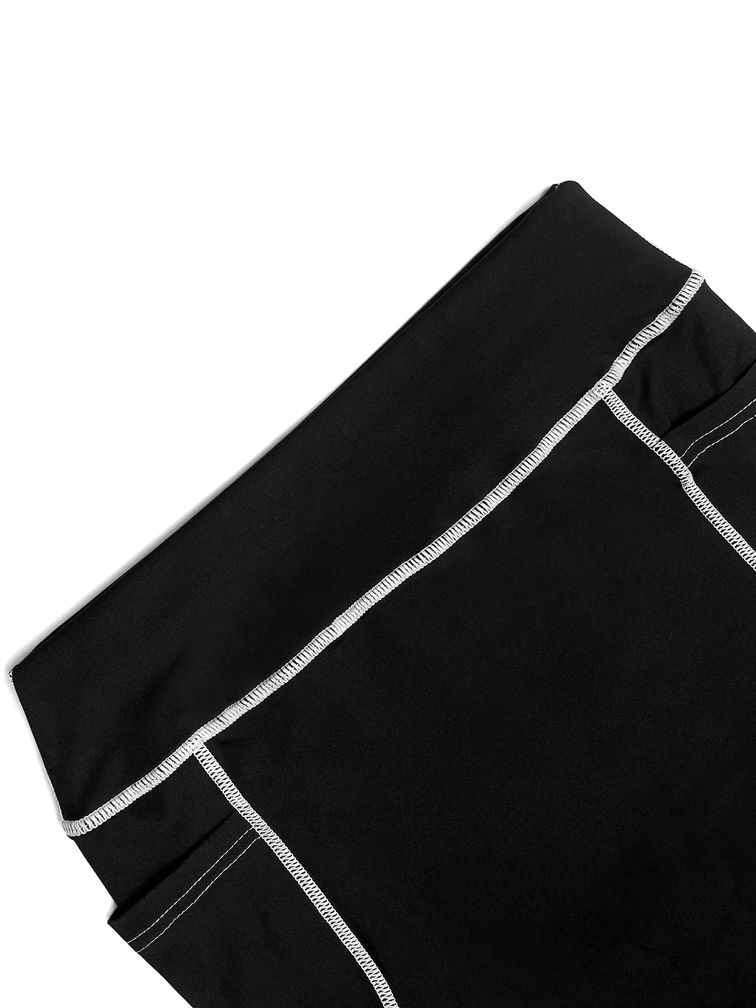 Damen Hochelastische Schlaghose Weiße Kontrastnähte Seitentaschen Slim Fit Yoga-Hose – Detail 6
