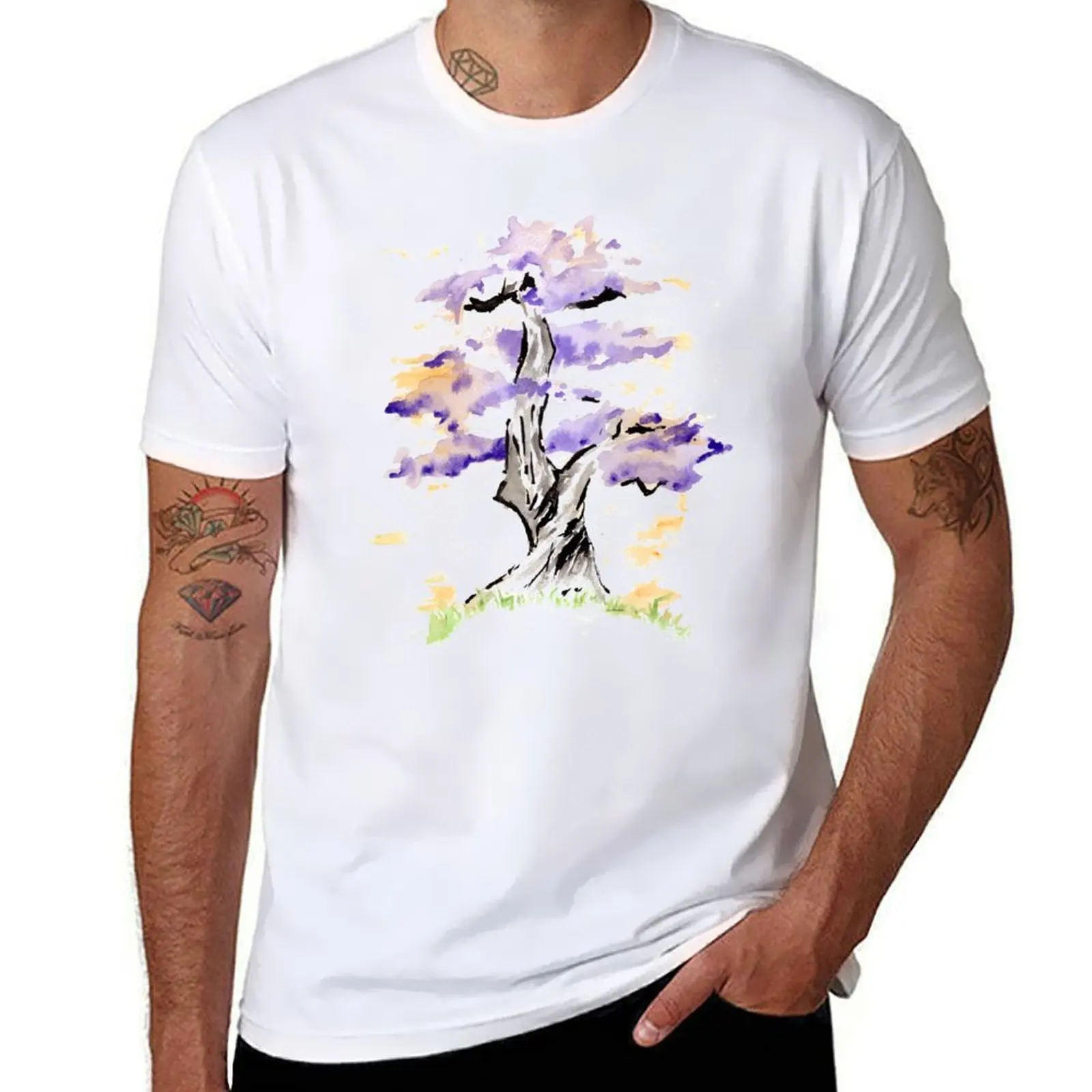 

Purple Japanese Tree T-Shirt man t shirt luxury funny t shirts cotton T-Shirt