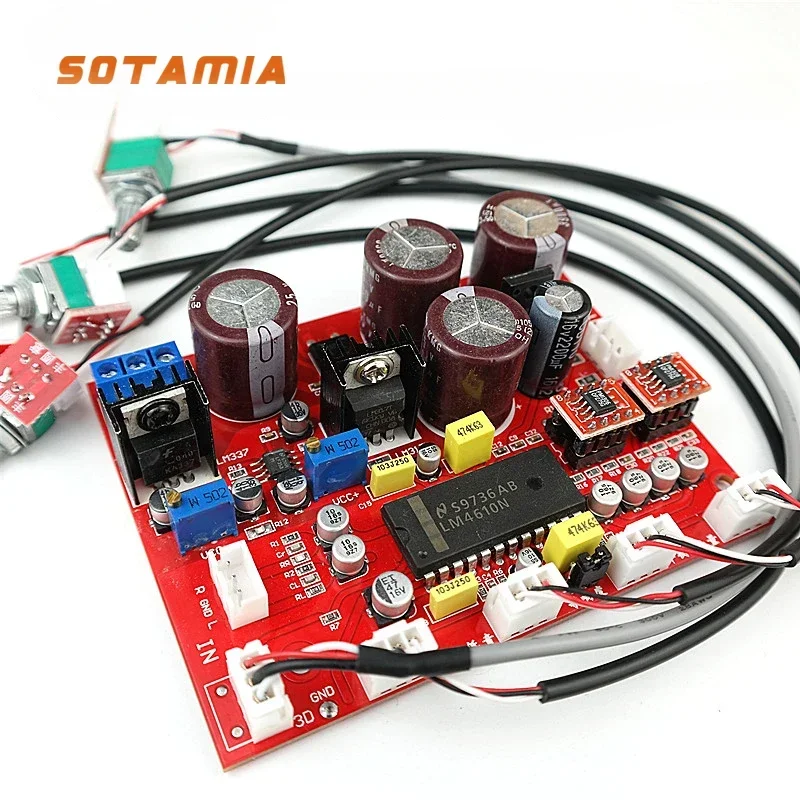 SOTAMIA LM4610N Hifi Audio Preamplifier Tone Board AD826 Op Amp LF353 lm317 lm337 Power Supply Home Preamp 3D Adjustment