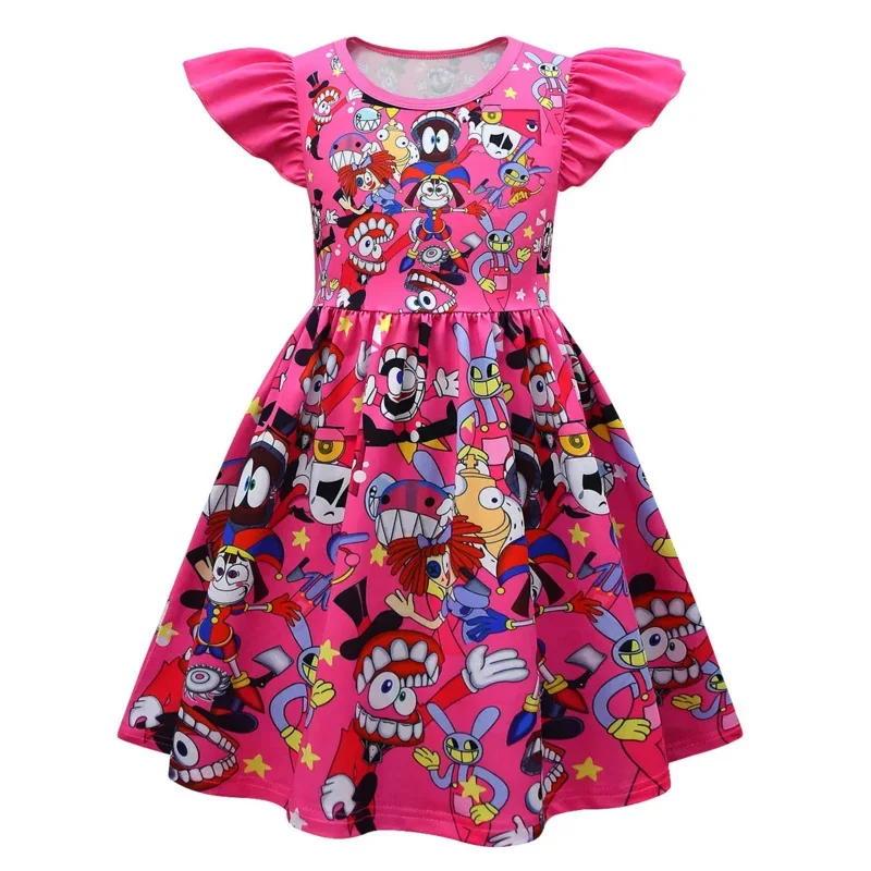 السيرك الرقمي طفل الفتيات Pompi تأثيري فستان الأميرة الاطفال عيد الميلاد حفلة عيد الميلاد زي الصيف القماش Feifei كم فستان الشمس