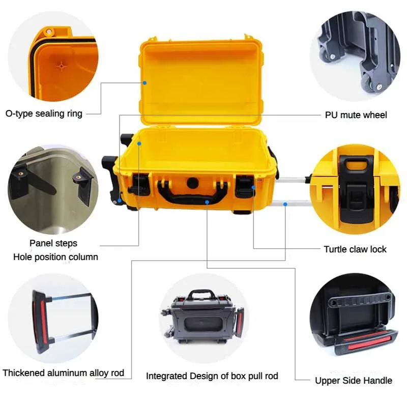 Plastic Waterproof Tools Storage Box Multifunction Portable Aviation Equipment Safety Protection Boxes Shock-proof Trolley Case