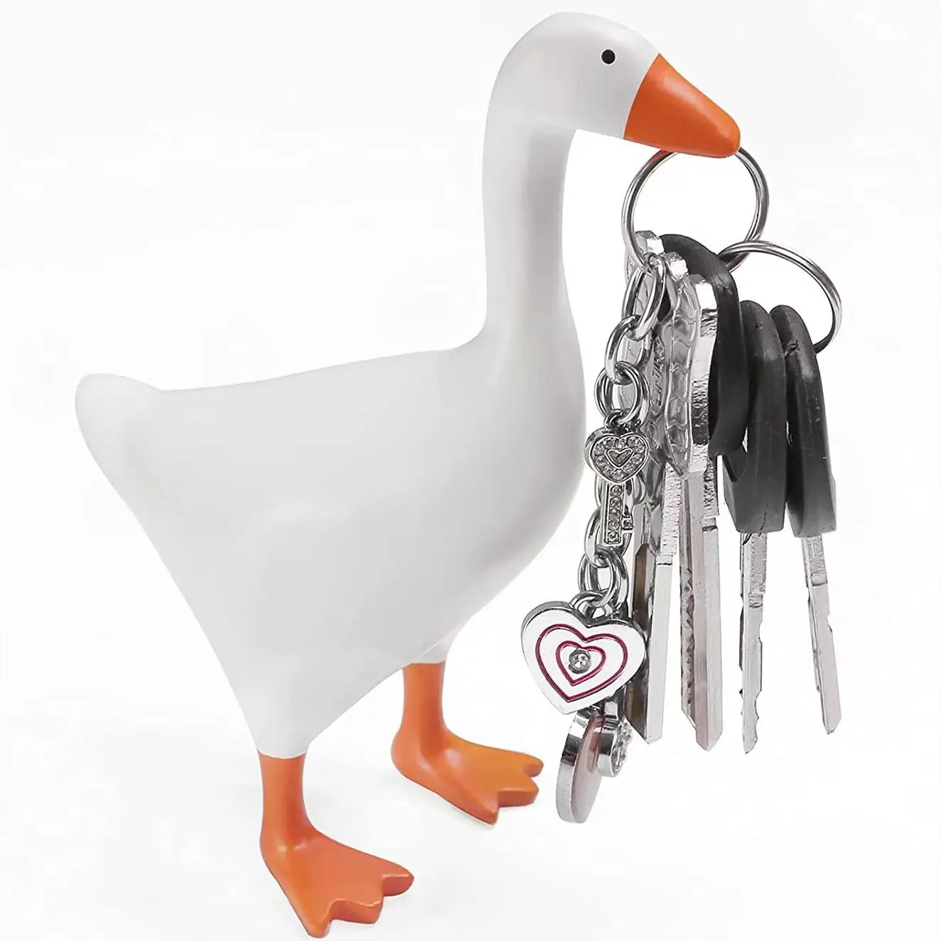 Magnetic Goose Figurine Resin White Goose Statue Magnetic Holder For Key Small Metal Tool Home Decor Gift Friend Desk Decor