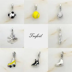 Roller Skates Tennis Soccer Charms Pendant,Fashion Jewelry 925 Sterling Silver Sporty Gift For Women Men Fit Bracelet Necklace