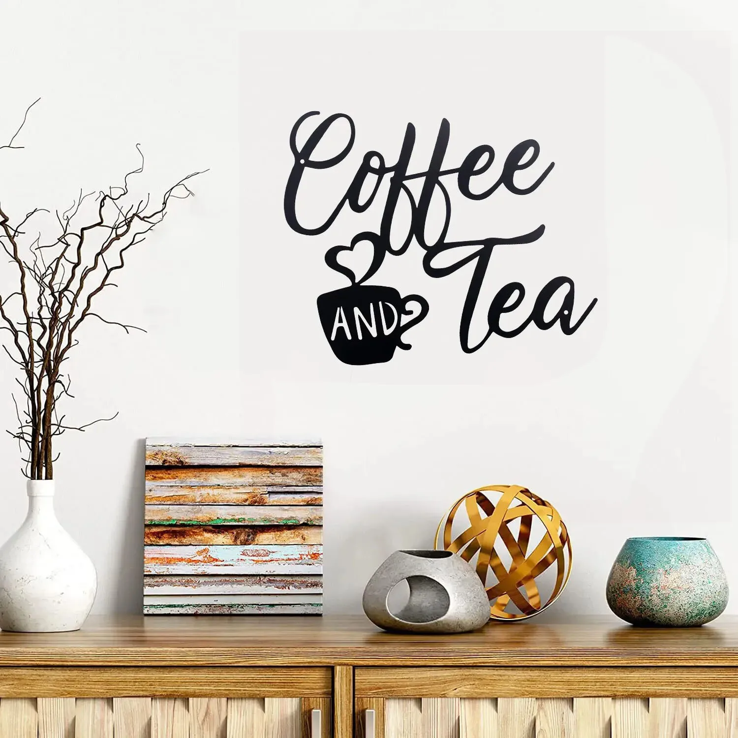 Crafts  Coffee Sign, Coffee And Tea Bar Sign Metal Hanging Wall Art Sign Cafe Farmhouse Kitchen Wall Decor metal wall hanging