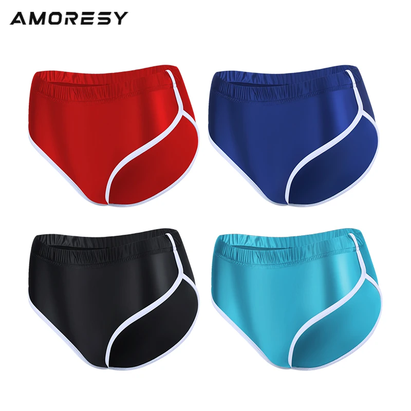 Amoresy Sexy Silky Hot Pants Fitness Yoga Beach Swimwear Student Elastic Shorts Women Swim Trunks