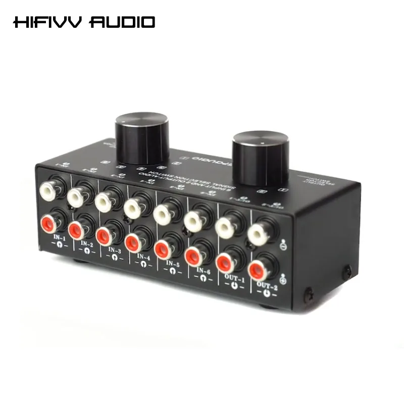 

6 Input 2 Output Or 2 Input 6 Sound Source RCA Signal Selection Switcher Earphone Speaker Directional Switching Audio Splitter