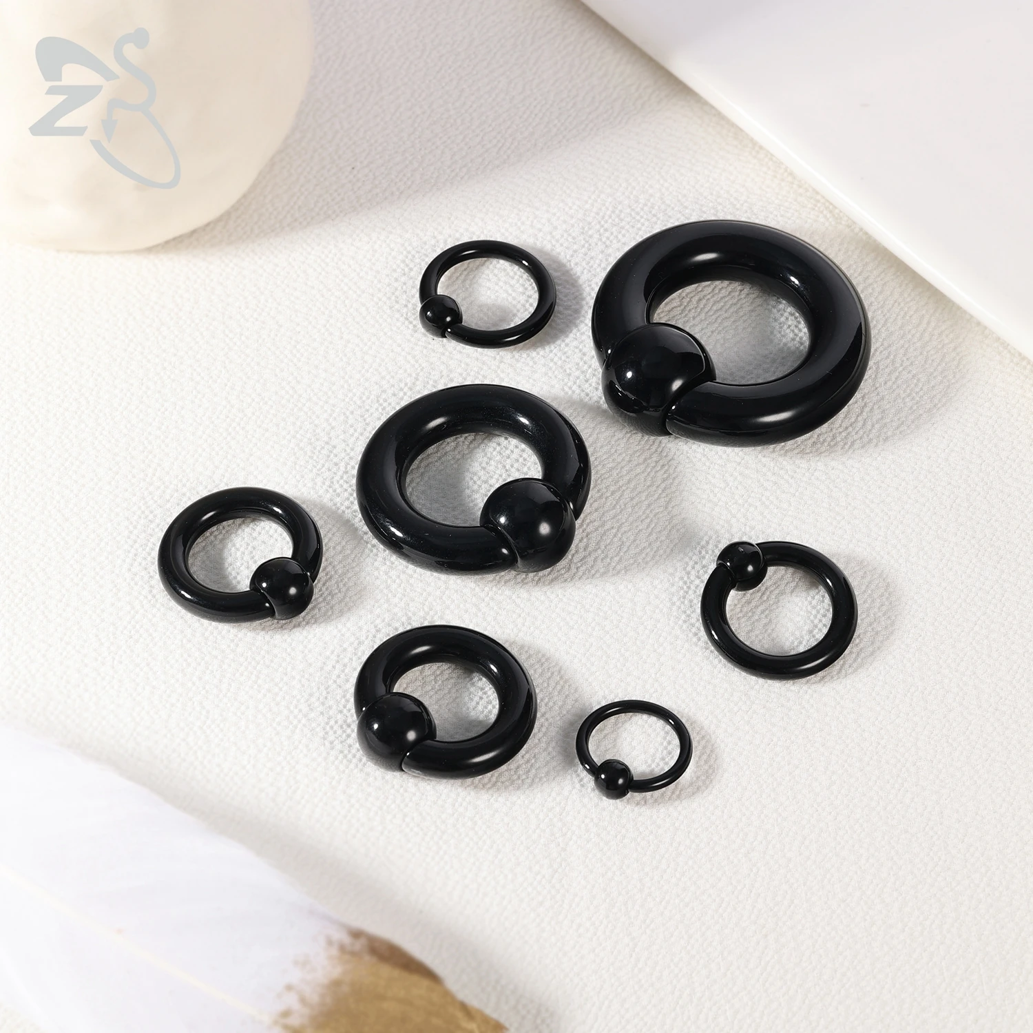 ZS 1 PC Captive Bead Acrylic Ear Plug And Tunnel 3-10mm Black Color Large Gauges Ear Stretchers Ears Expandar Piercing Jewelry