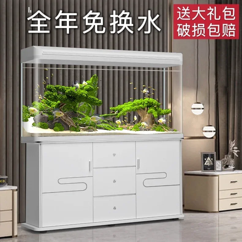 Fish tank living room large new household floor-to-ceiling goldfish tank glass fish tank filtration and oxygen production integr
