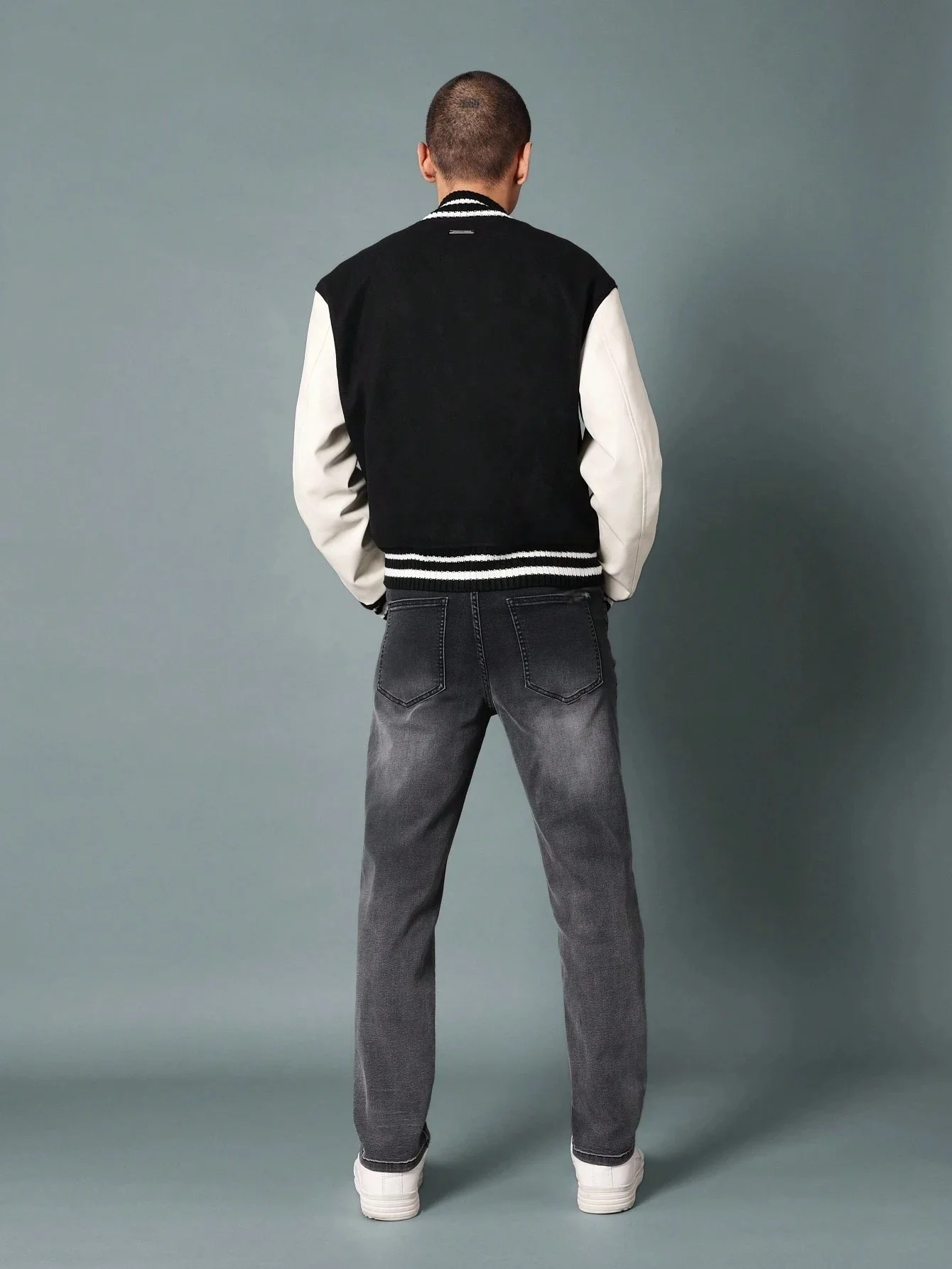 جينز رجالي مغسول بقصة ضيقة على شكل ندفة الثلج، جينز مرن لجميع المواسم بتصميم بسيط، مناسب للارتداء اليومي