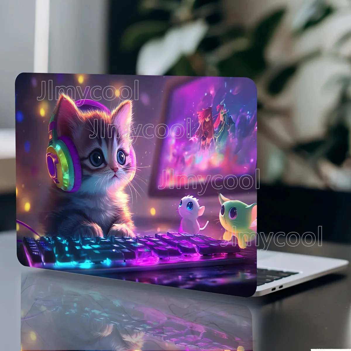 Laptop Case Cat Sticker 2 Pieces/Set Scratch Resistant DIY Art Case Universal Netbook Skin Vinyl Sticker Non-reusable