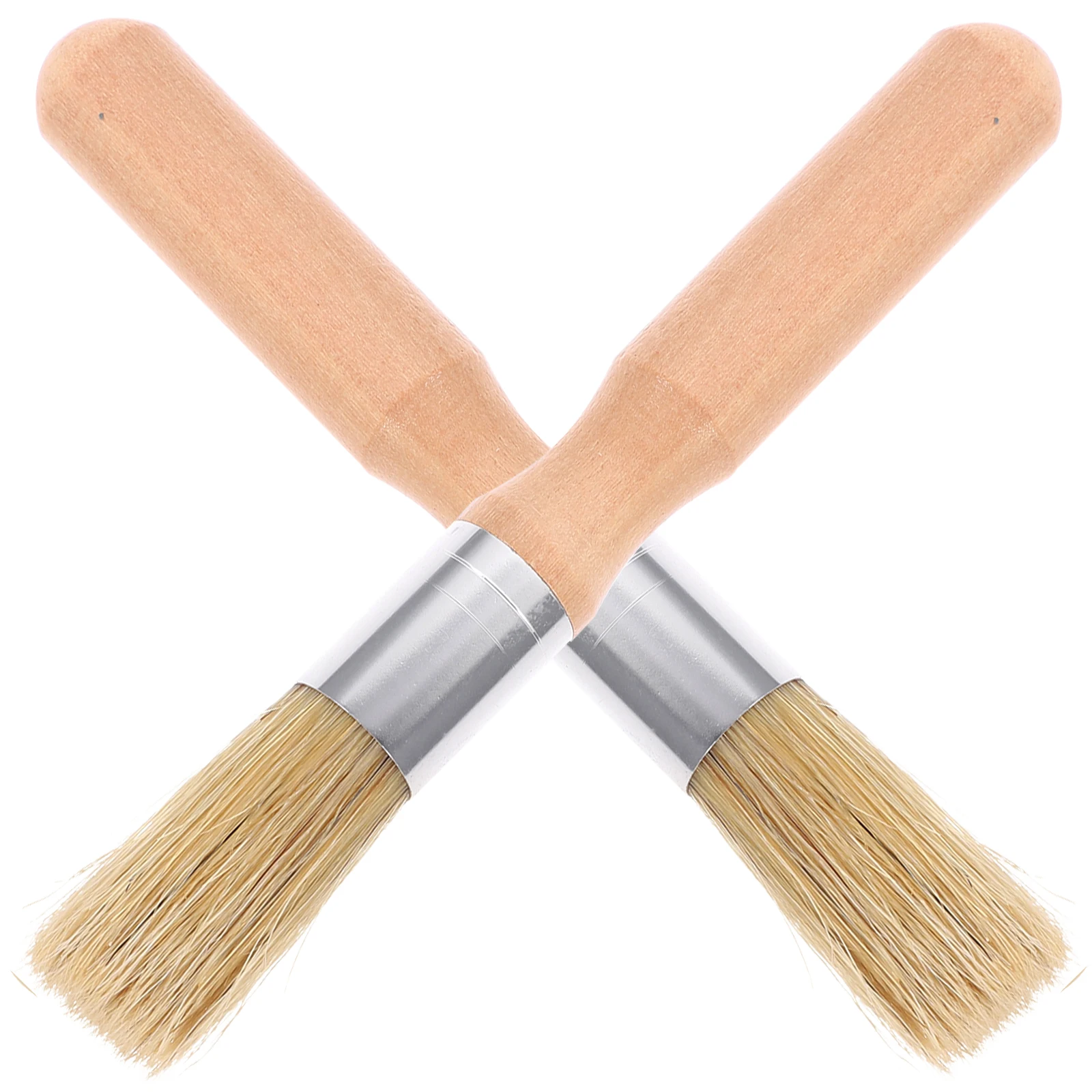 

2 Pcs Bristle Brush Round Chalk Wooden Handle Wax Finishing Blending Drawing Painting Stencil Oil Acrylic Craft Tool BBQ