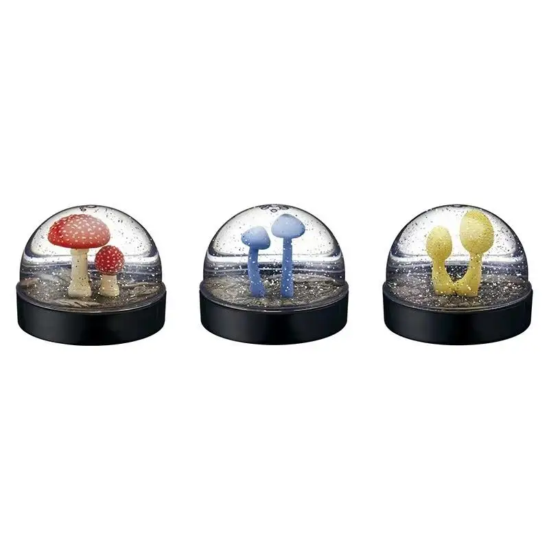 Mushroom Snow Crystal Ball Gashapon Toys Mushroom Water Injection Scene Model Decoration Ornaments Snowball Figure Toys