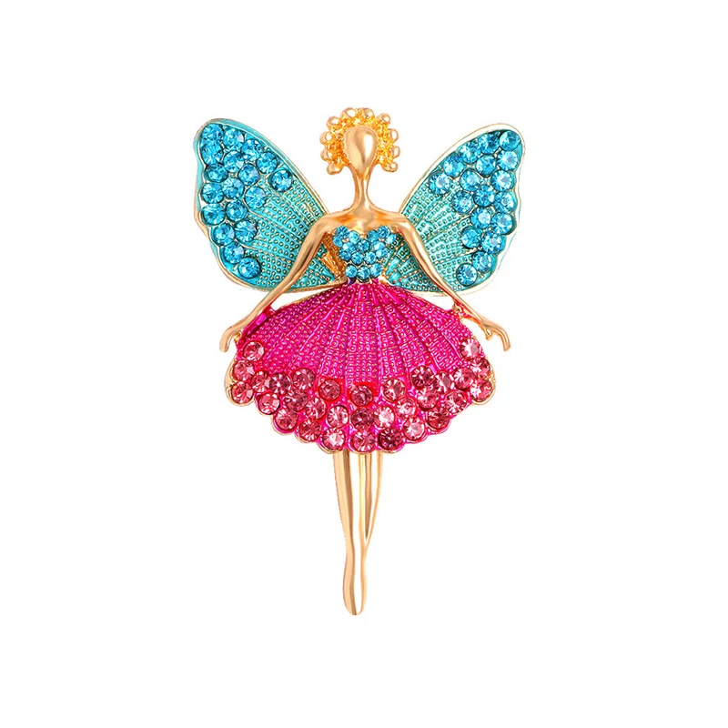 Cute Angel Brooch Alloy Rinestone Wings Fairy Ballet Girl Designer Brooches Fashion Personalized Clothing Accessories Lapel Pins