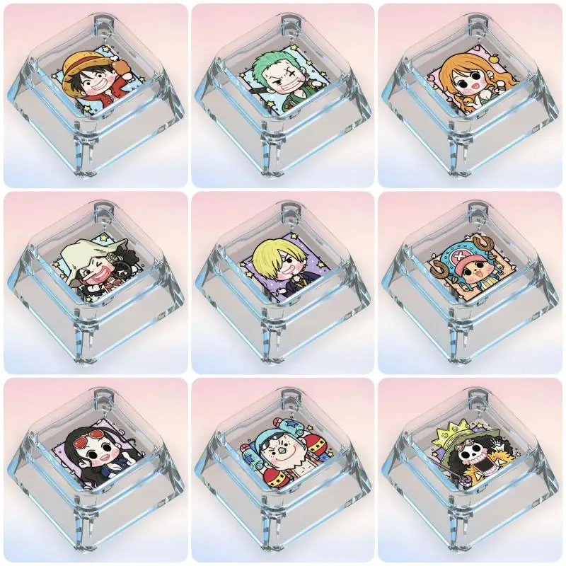 One Piece Yamato Monkey D. Luffy Nami Usopp Sanji Chopper FRANKY Cartoon mechanical keyboard keycaps transparent woting keycaps