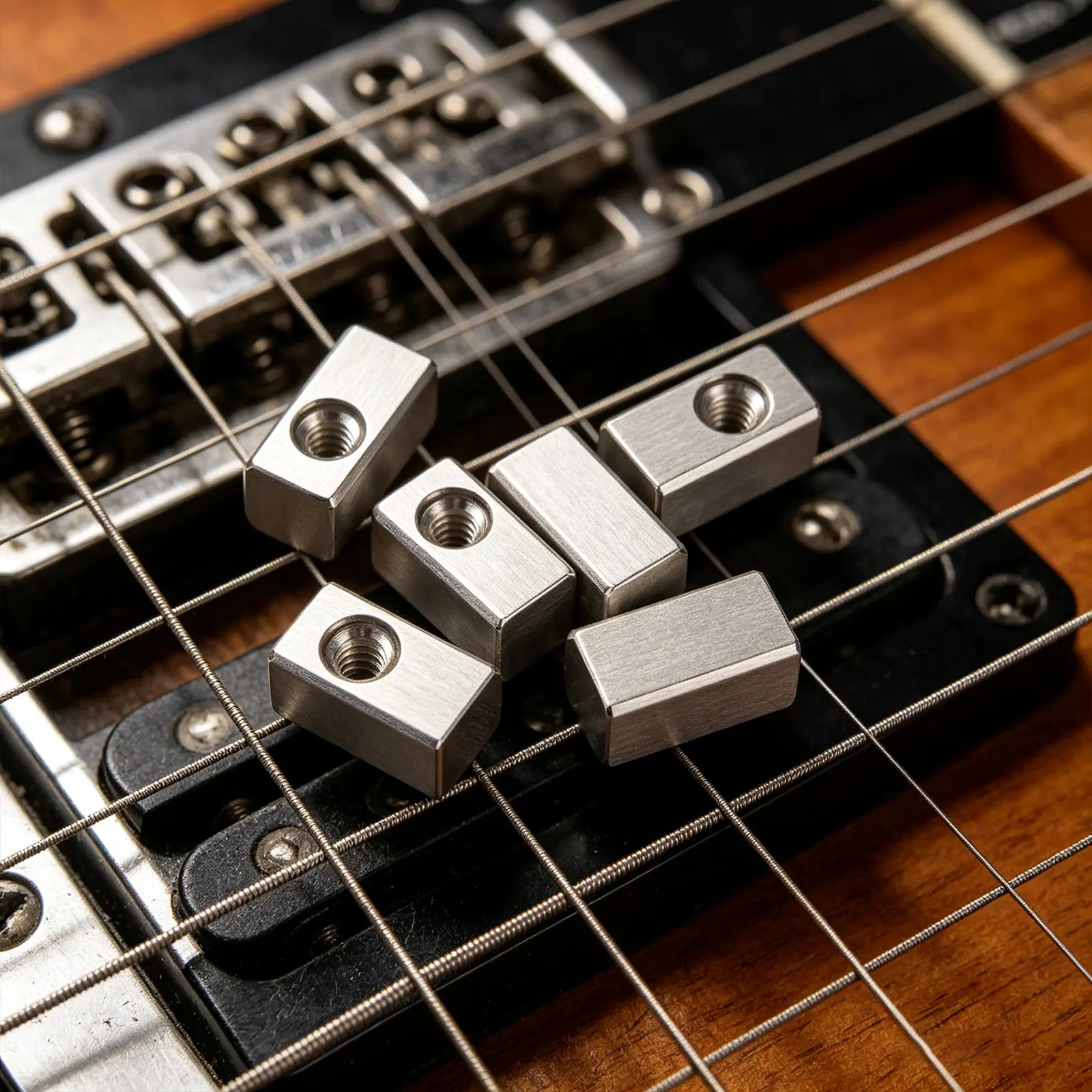 6pcs Guitar Tremolo Bridge Saddle String Lock Insert Blocks Electric Guitar Rocker System Tremolo Blocks Replacement Bridge