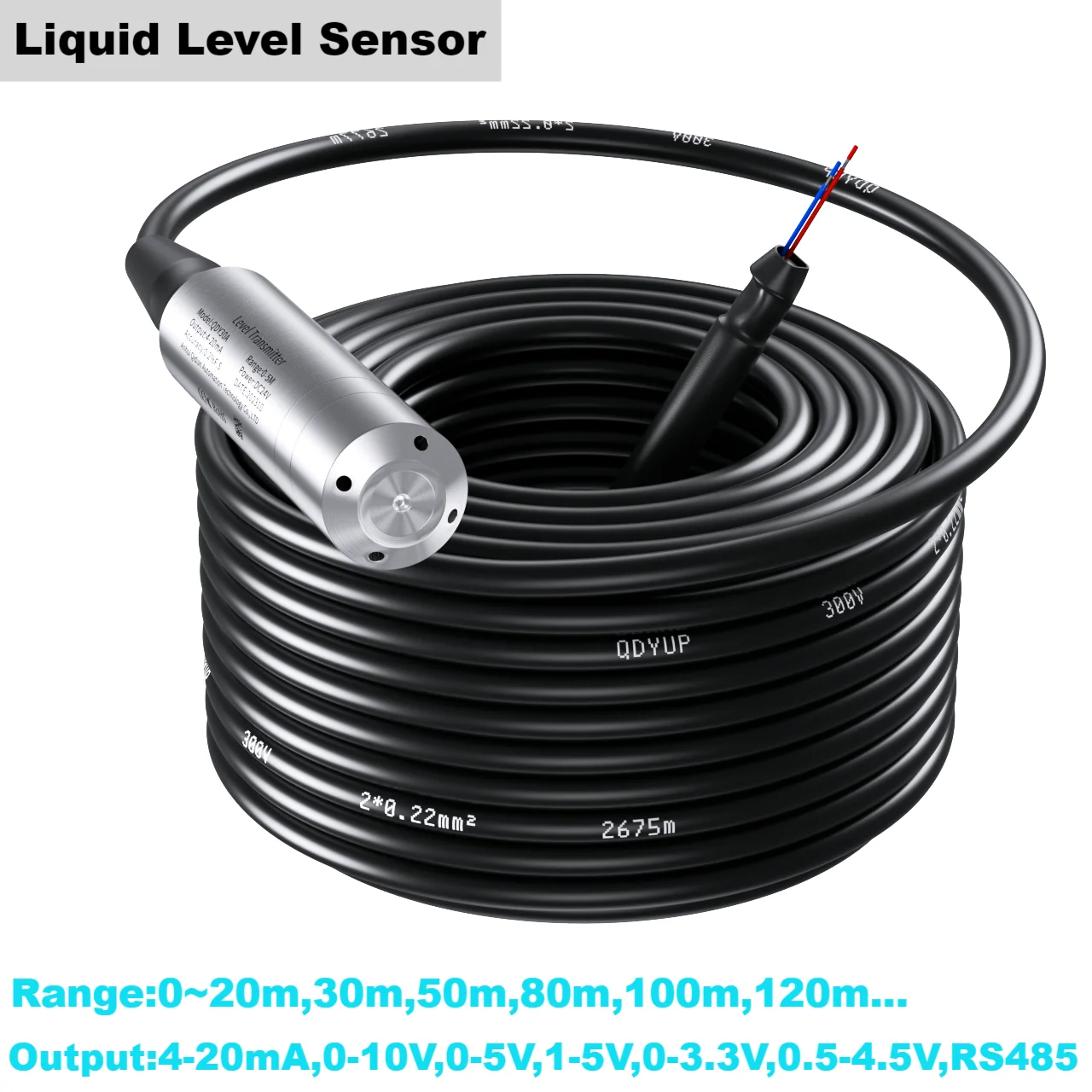 0-3.3V Liquid Level Transmitter for Deep Well 90M 100M Range Water Level Transducer 4-20mA 0-10V 0-3.3V Liquid Level Sensor 130M