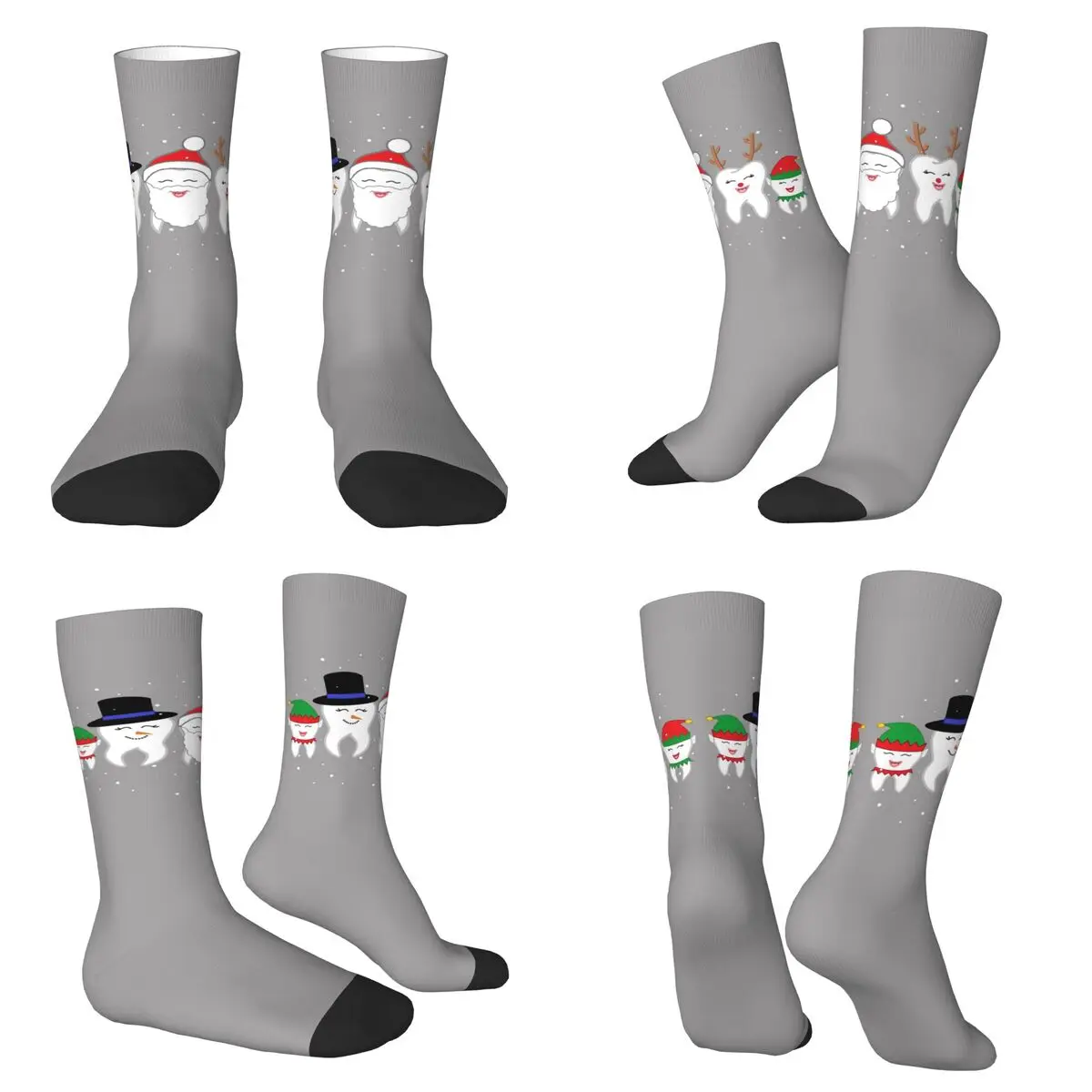 

The Christmas Crew Teeth Socks Harajuku Sweat Absorbing Stockings All Season Long Socks Accessories for Unisex Christmas Gifts