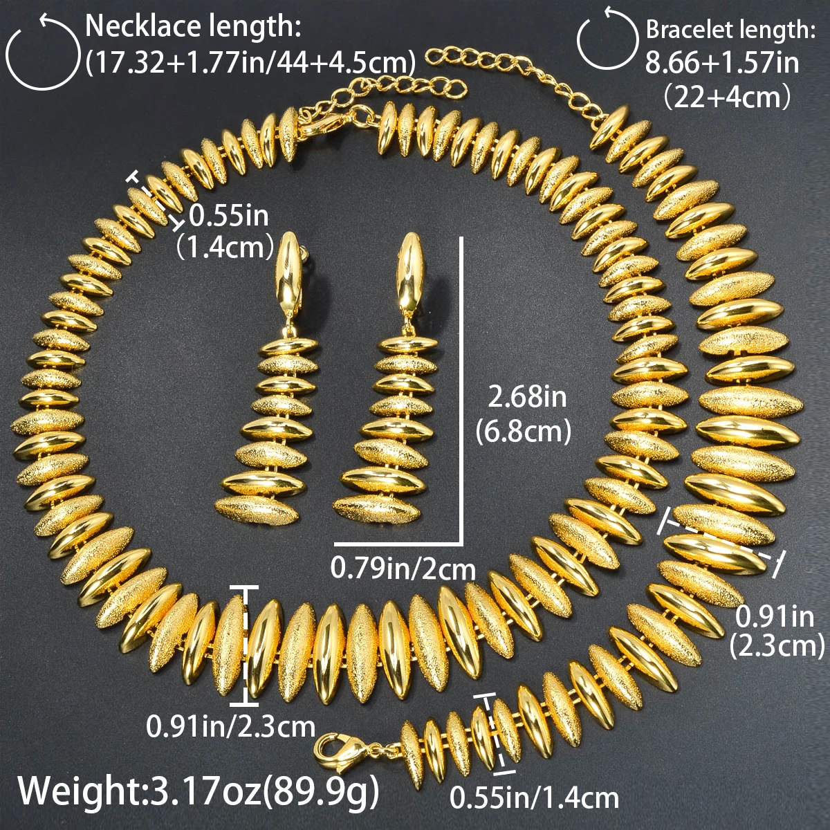 2024 Trend Scrub Sharp Jewelry Set for Women Punk Smooth Neck Necklace Friend Hand Bracelet Metal Unique Earrings Accessories