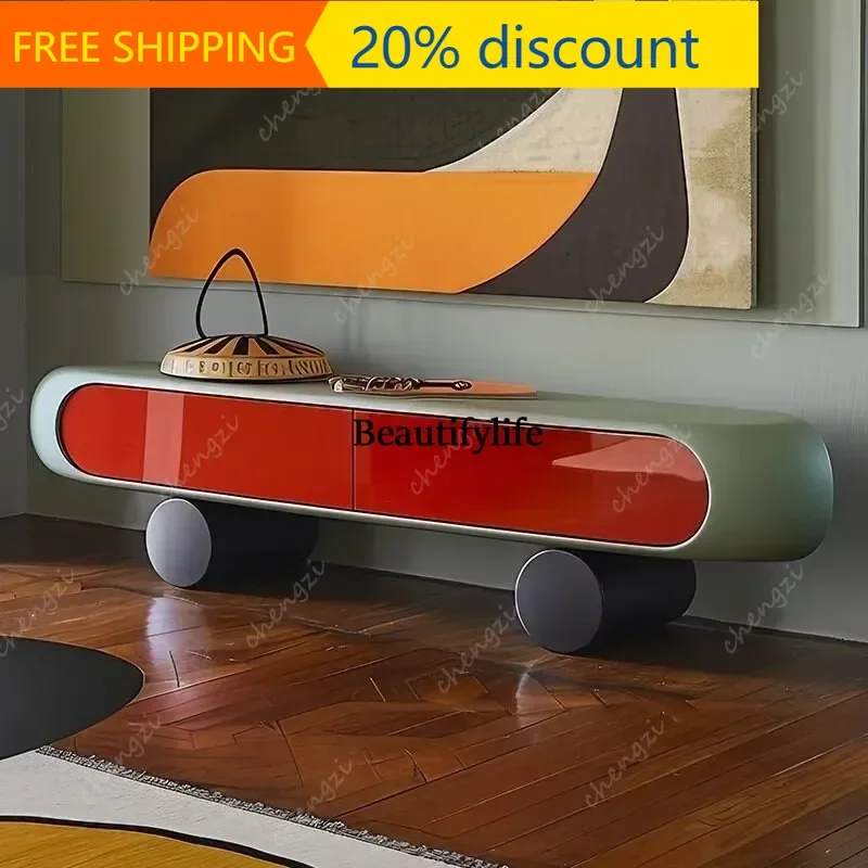 J132 Original Design TV Cabinet Dopamine Art Painted Floor Cabinet High-end Living Room Creative Storage Side Cabinet