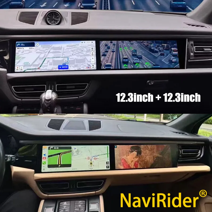 Multimedia Video Auto Player For Porsche Macan 2018-2024 GPS Carplay12.3inch + 12.3inch Screen  Android 14 Car Radio Head Unit