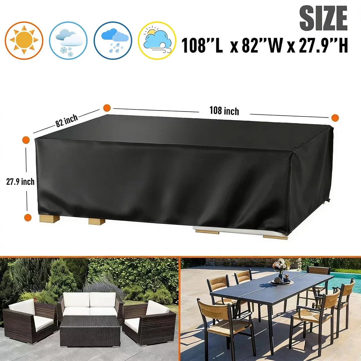 Imagen 3: Fundas para Muebles de Patio Impermeables, Fundas para Conjuntos de Sofás de Exterior, Fundas para Mesas y Sillas de Patio en Varios Tamaños