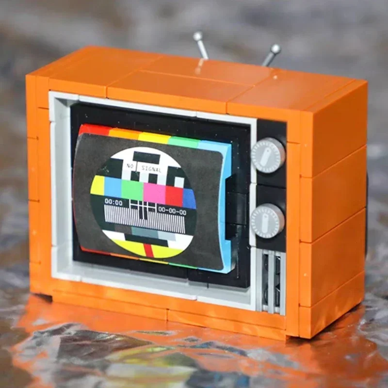 JAKI 8210 Retro Antique Color Television Antenna TV Set Machine 3D Model DIY Mini Blocks Bricks Building Toy For Children No Box