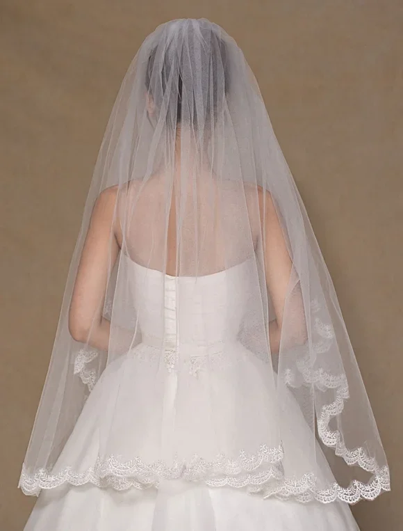 Ivory Semi-Sheer Tulle Chic Bridal Wedding Veil