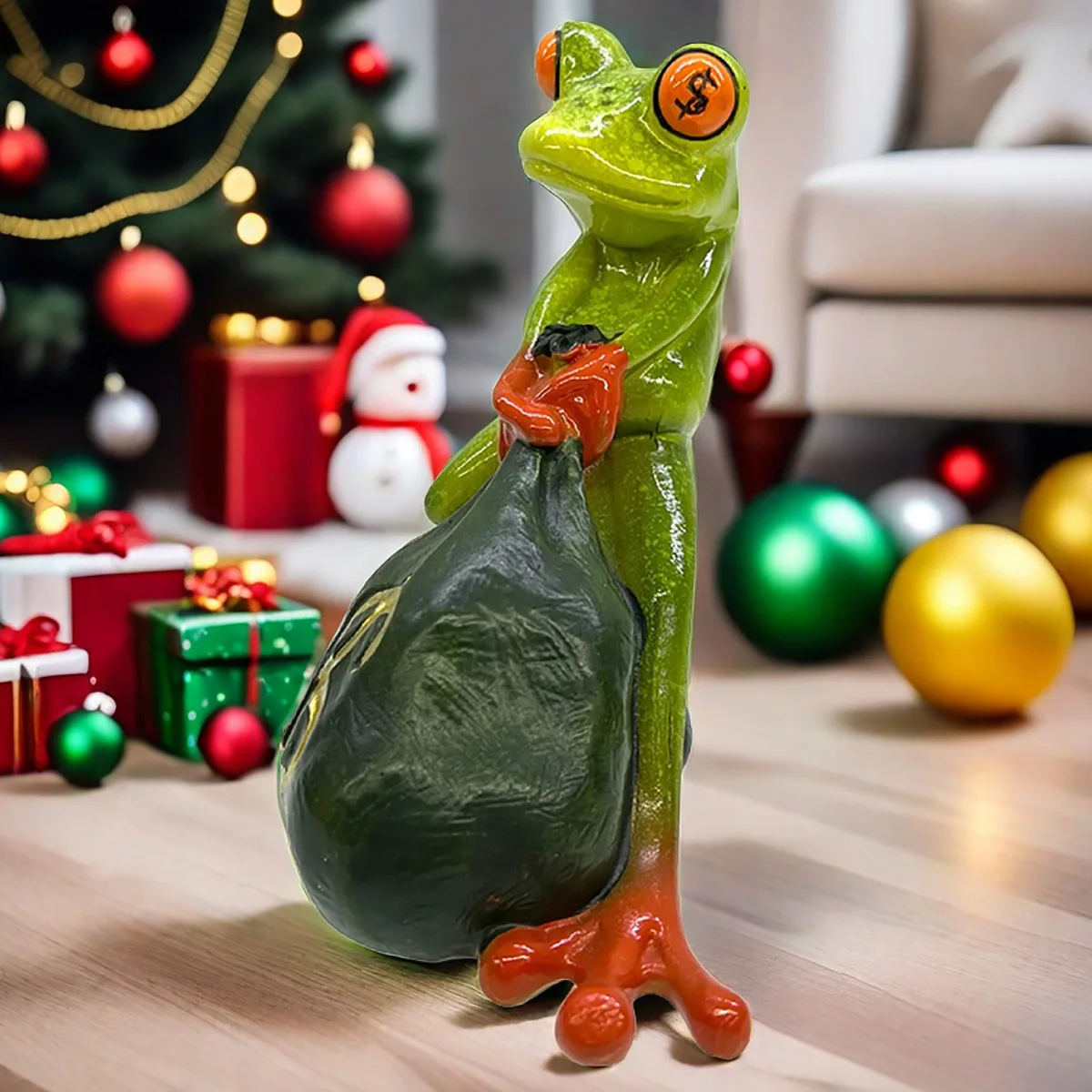 Nordic Style Decoration Money Bag Dollar Frog Figurine Home Office Creative Resin Handicraft Gifts Desk Accessories