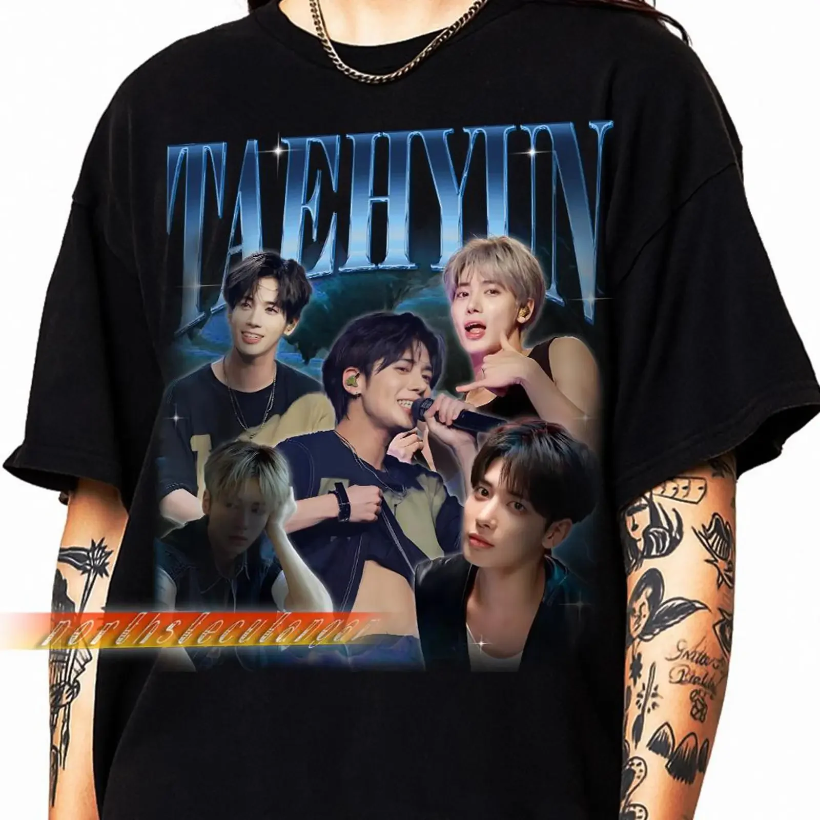 Винтажная футболка K-pop Taehyun в стиле бутлег с принтом TXT Idol, повседневная, с круглым вырезом, ретро-принт, для фанатов, винтажная, с эффектом потертости, универсальная, с графическим принтом, слегка состаренная