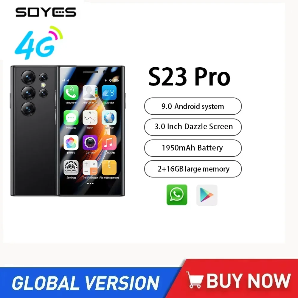 SOYES S23 Pro 4G Version Mini Smartphone Android 9.0 2GB RAM 16GB ROM Face ID 1950mAh Dual SIM 3.0 Inch Small Mobile Phone