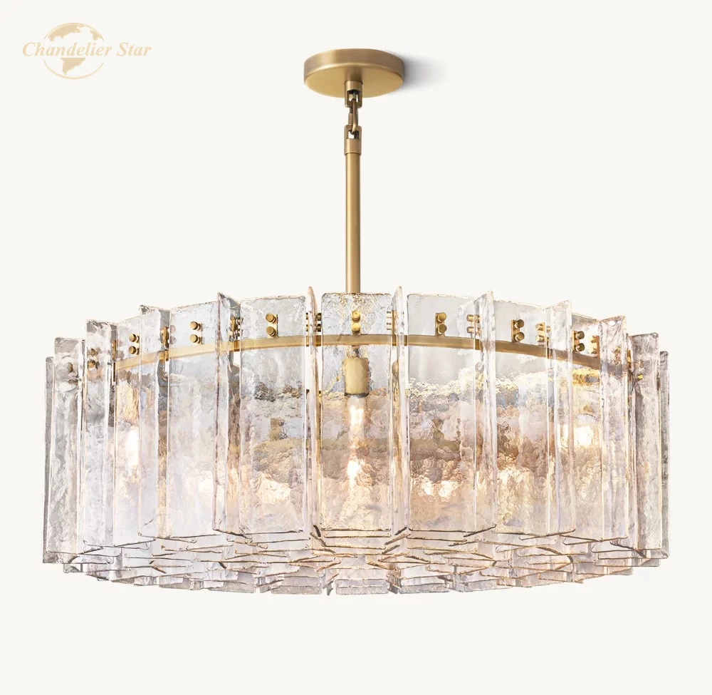 Modern LED Chandeliers Lustre Lattice Clear Glass Round Chandelier Bedroom Dining Room Pendant Light Fixtures