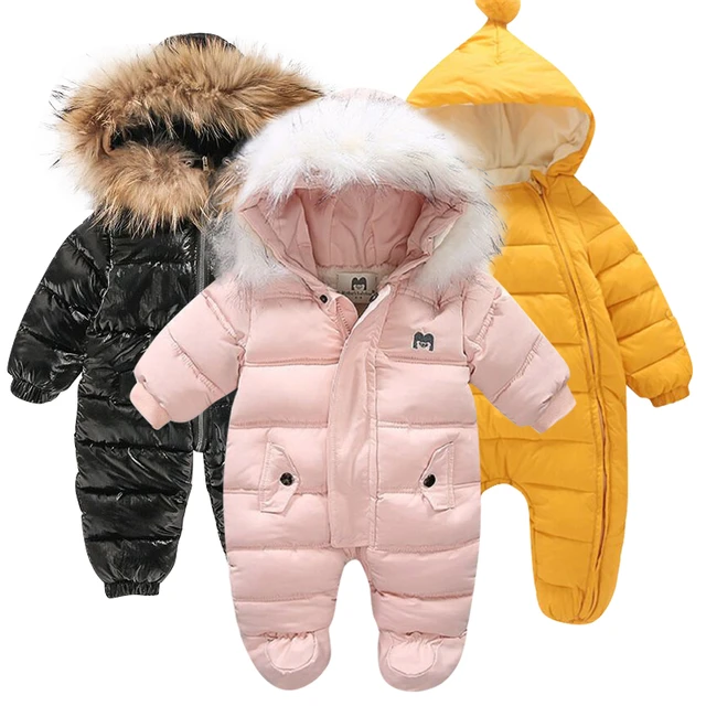 2022 Newborn Baby offers Jumpsuit Hooded Plus Velvet Warm Baby Boys Snowsuit Toddler Snow Suit Baby Girl Cotton Overalls Rompers