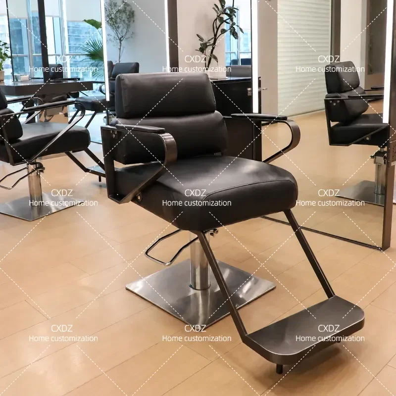 Guangdong Genuine Barber Chair Hair Salon Lifting Hairdressing Chair Stainless Steel Barber Chair Beauty Salon Perm Dyeing