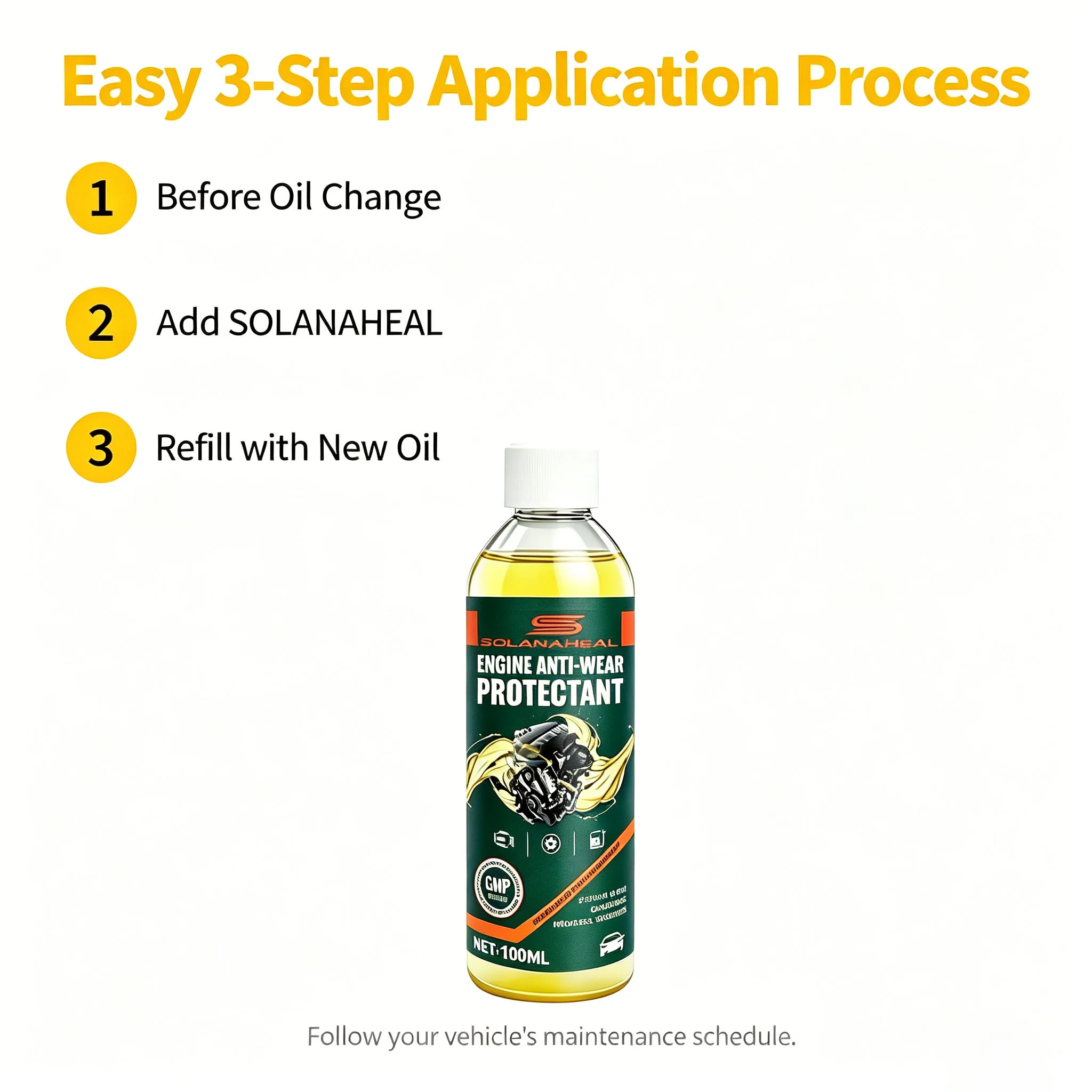 Engine Anti-Wear Protectant, 3-Step Easy Application, Reduces Friction & Extends Engine Life