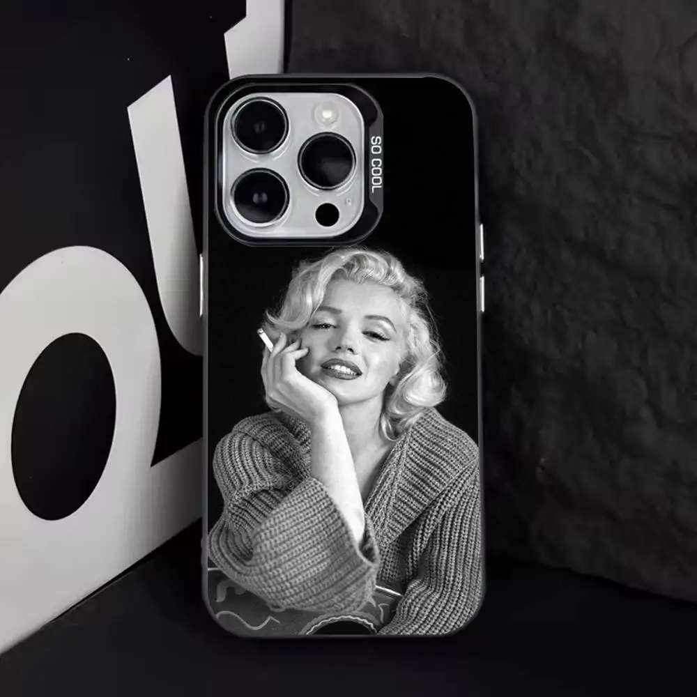 Чехол для телефона 80-х годов M-Marilyn M-Monroe iPhone 16 15 14 13 12 11 8 7 Pro Max Plus Mini XS SE Anti Fall Black Matte Фото №3