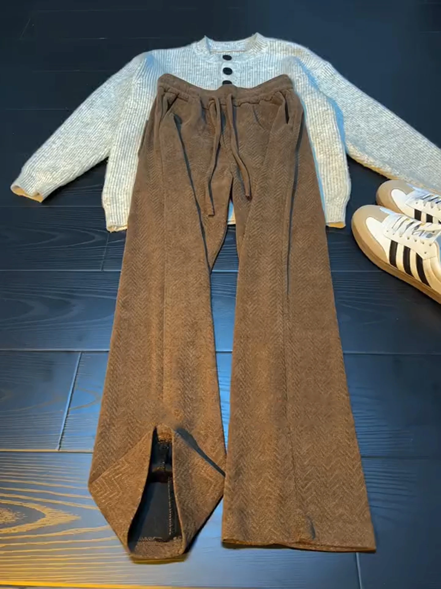 

Cleanfit American Sle Knitted Fce Lined Casual Thi Men's Sweatpants Autumn Winter Heavyweight Straight Leg Pants