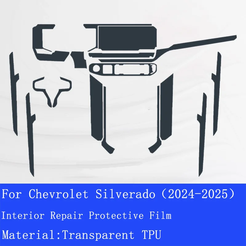 For Chevrolet Silverado 2024 2025 Car Interior TPU Protective Film Center  Navigation Instrucment Gearbox Scratch Repair Sticker